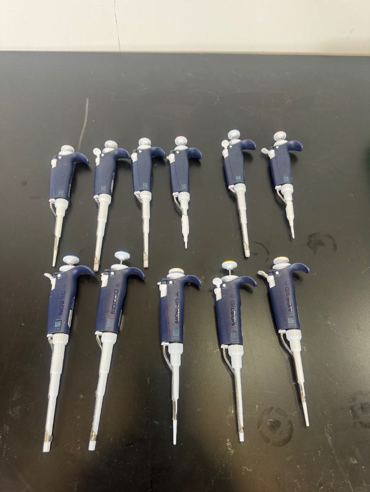 Image of Gilson Pipetman Single Channel Pipettes - Quantity 11